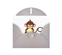 YYHWHJDE Carte de vœux grise Petit singe mangeant des oignons pour fête d'anniversaire festive Invitation