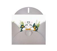YYHWHJDE Carte de vœux grise Petit tigre blanc dans le bouquet pour Noël, anniversaire d'enfant, Saint-Valentin et invitation à une fête
