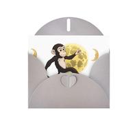 YYHWHJDE Carte de vœux grise The Monkey Who Stole the Moon pour Noël, anniversaire d'enfant, Saint-Valentin et invitation à une fête