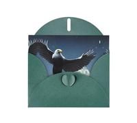 YYHWHJDE Carte de vœux motif aigle sous les étoiles vert foncé pour Noël, anniversaire d'enfant, Saint-Valentin et invitation à une fête