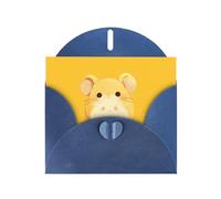YYHWHJDE Carte de vœux ronde bleue motif petit rat pour fête d'anniversaire festive invitation