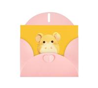 YYHWHJDE Carte de vœux ronde rose motif petit rat pour fête d'anniversaire festive invitation