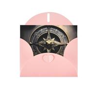 YYHWHJDE Carte de vœux rose au design magique avec runes nordiques et boussole pour Noël, anniversaire d'enfant, Saint-Valentin et invitation à une fête