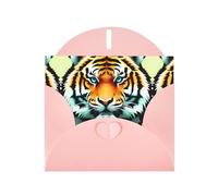 YYHWHJDE Carte de vœux rose avec imprimé petite tête de tigre pour Noël, anniversaire d'enfant, Saint-Valentin et invitation à une fête
