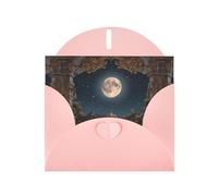 YYHWHJDE Carte de vœux rose avec motif château étoilé pour Noël, anniversaire d'enfant, Saint-Valentin et invitation à une fête