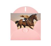 YYHWHJDE Carte de vœux rose avec motif cheval qui court dans le désert et tempête de sable parfait pour la Saint-Valentin, un anniversaire de mariage et des invitations de fête