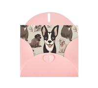 YYHWHJDE Carte de vœux rose avec motif chiot sortant de la langue pour Noël, anniversaire d'enfant, Saint-Valentin et invitation à une fête