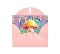 YYHWHJDE Carte de vœux rose avec motif de champignon pour Noël, anniversaire d'enfant, Saint-Valentin et invitation à une fête