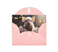 YYHWHJDE Carte de vœux rose avec motif de jeune cochon pour Noël, anniversaire d'enfant, Saint-Valentin et invitation à une fête