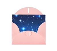 YYHWHJDE Carte de vœux rose avec motif étoiles bleues imprimées pour Noël, anniversaire d'enfant, Saint-Valentin et invitation à une fête