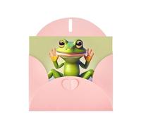 YYHWHJDE Carte de vœux rose avec motif grenouille faisant du yoga pour Noël, anniversaire d'enfant, Saint-Valentin et invitation à une fête