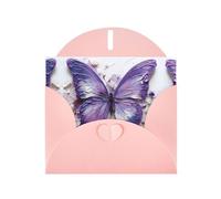 YYHWHJDE Carte de vœux rose avec motif papillon peinture à l'huile violette pour Noël, anniversaire d'enfant, Saint-Valentin et invitation à une fête