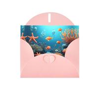 YYHWHJDE Carte de vœux rose avec motif poisson corail sous l'eau pour Noël, anniversaire d'enfant, Saint-Valentin et invitation à une fête