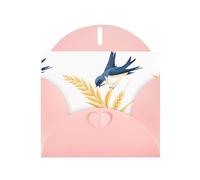 YYHWHJDE Carte de vœux rose avec oreilles de blé picorant la petite hirondelle pour Noël, un anniversaire d'enfant, la Saint-Valentin et une invitation à une fête