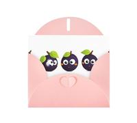 YYHWHJDE Carte de vœux rose avec trois jolis petits pruneaux Idéal pour la Saint-Valentin, un anniversaire de mariage et des invitations de fête
