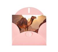 YYHWHJDE Carte de vœux rose Camel dans le désert Idéal pour la Saint-Valentin, un anniversaire de mariage et des invitations de fête