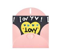 YYHWHJDE Carte de vœux rose Inscription Love you with all my heart Idéal pour la Saint-Valentin, un anniversaire de mariage et des invitations de fête