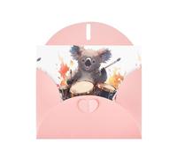 YYHWHJDE Carte de vœux rose Koala jouant de la batterie pour fête d'anniversaire festive