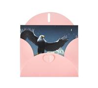 YYHWHJDE Carte de vœux rose motif aigle sous les étoiles pour Noël, anniversaire d'enfant, Saint-Valentin et invitation à une fête