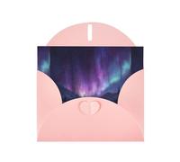 YYHWHJDE Carte de vœux rose Motif aurore chutes de neige pour Noël, anniversaire d'enfant, Saint-Valentin et invitation à une fête