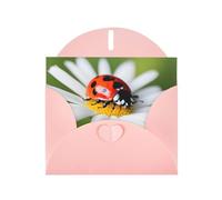 YYHWHJDE Carte de vœux rose Motif coccinelle sur marguerite Idéal pour la Saint-Valentin, un anniversaire de mariage et des invitations de fête
