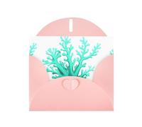 YYHWHJDE Carte de vœux rose motif corail vert pour Noël, anniversaire d'enfant, Saint-Valentin et invitation à une fête