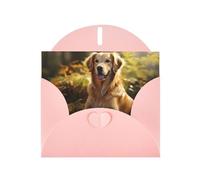 YYHWHJDE Carte de vœux rose motif golden retriever pour fête d'anniversaire festive invitation