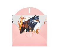 YYHWHJDE Carte de vœux rose Motif loup couvert de feu Idéal pour la Saint-Valentin, un anniversaire de mariage et des invitations de fête