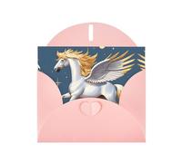 YYHWHJDE Carte de vœux rose motif pégase doré pour fête d'anniversaire festive invitation