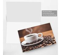 YYHWHJDE Carte de vœux rose motif tasse à café et grains de café pour Noël, anniversaire d'enfant, Saint-Valentin et invitation à une fête