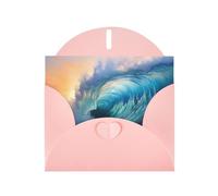 YYHWHJDE Carte de vœux rose motif vagues de l'océan bleu pour fête d'anniversaire festive invitation