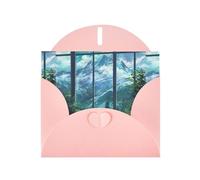 YYHWHJDE Carte de vœux rose Motif vue depuis la fenêtre Parfait pour la Saint-Valentin, anniversaire de mariage et invitations de fête