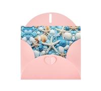 YYHWHJDE Carte de vœux rose océan, mer, plage, coquillages, étoile de mer, motif bleu pour Noël, anniversaire d'enfant, Saint-Valentin et invitation à une fête