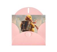 YYHWHJDE Carte de vœux rose Petit canard jouant de l'orgue pour Noël, anniversaire d'enfant, Saint-Valentin et invitation à une fête
