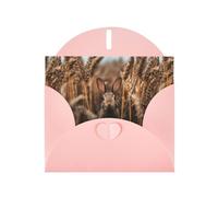 YYHWHJDE Carte de vœux rose Petit lapin dans le champ de blé Parfait pour la Saint-Valentin, un anniversaire de mariage et des invitations de fête