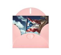 YYHWHJDE Carte de vœux rose Porto Rico avec motif drapeau pour fête d'anniversaire festive