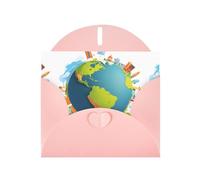 YYHWHJDE Carte de vœux rose Voyagez autour du monde avec des rêves Image parfaite pour la Saint-Valentin, un anniversaire de mariage et des invitations de fête