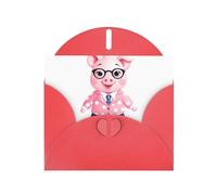 YYHWHJDE Carte de vœux rouge à pois motif cochon rose pour Noël, anniversaire d'enfant, Saint-Valentin et invitation à une fête