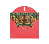 YYHWHJDE Carte de vœux rouge Aloha Tiki motif pour fête d'anniversaire festive invitation