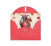 YYHWHJDE Carte de vœux rouge anatomie humaine en forme de cœur pour Noël, anniversaire d'enfant, Saint-Valentin et invitation à une fête