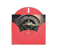 YYHWHJDE Carte de vœux rouge au design magique avec runes nordiques et boussole pour Noël, anniversaire d'enfant, Saint-Valentin et invitation à une fête