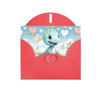YYHWHJDE Carte de vœux rouge avec image de dinosaure d'amour parfaite pour la Saint-Valentin, un anniversaire de mariage et des invitations de fête