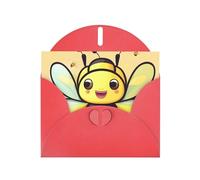 YYHWHJDE Carte de vœux rouge avec imprimé abeille jaune pour Noël, anniversaire d'enfant, Saint-Valentin et invitation à une fête