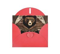 YYHWHJDE Carte de vœux rouge avec imprimé ours rustiques pour Noël, anniversaire d'enfant, Saint-Valentin et invitation à une fête