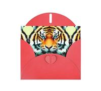 YYHWHJDE Carte de vœux rouge avec imprimé petite tête de tigre pour Noël, anniversaire d'enfant, Saint-Valentin et invitation à une fête