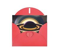 YYHWHJDE Carte de vœux rouge avec magnifiques impressions Saturne pour Noël, anniversaire d'enfant, Saint-Valentin et invitation à une fête