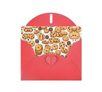 YYHWHJDE Carte de vœux rouge avec motif biscuits et pépites de chocolat pour fête d'anniversaire festive