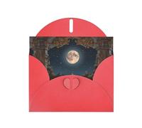 YYHWHJDE Carte de vœux rouge avec motif château étoilé pour Noël, anniversaire d'enfant, Saint-Valentin et invitation à une fête
