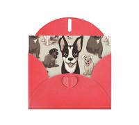 YYHWHJDE Carte de vœux rouge avec motif chiot sortant de la langue pour Noël, anniversaire d'enfant, Saint-Valentin et invitation à une fête