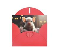 YYHWHJDE Carte de vœux rouge avec motif de jeune cochon pour Noël, anniversaire d'enfant, Saint-Valentin et invitation à une fête